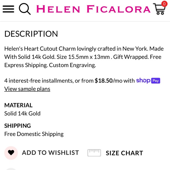 Solid 14k pink gold cutout heart charm - Picture 5 of 5